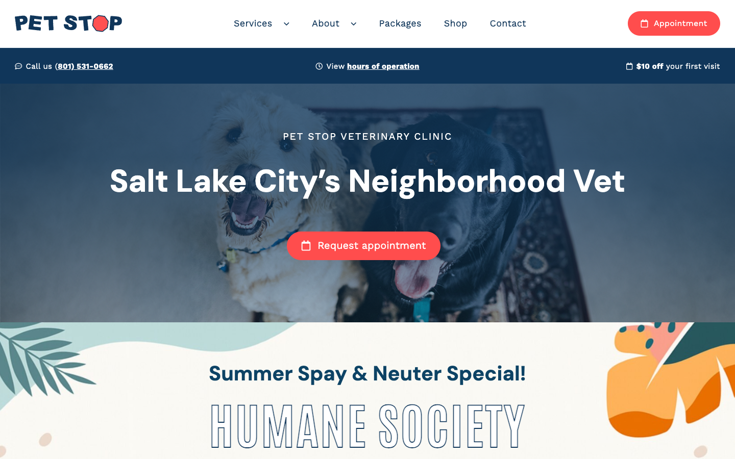 Petstop Vet website